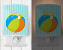 Beach Ball Ceramic Night Light Compact, UL-Certified, Ideal for Bedroom, Bathroom, Nursery, Hallway, Kitchen, 6x4x3, Multicolor