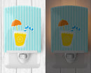 Beach Umbrella Drink Ceramic Night Light Compact, UL-Certified, Ideal for Bedroom, Bathroom, Nursery, Hallway, Kitchen, 6x4x3, Multicolor