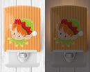Christmas Ginger Boy Elf Ceramic Night Light Compact, UL-Certified, Ideal for Bedroom, Bathroom, Nursery, Hallway, Kitchen, 6x4x3, Multicolor