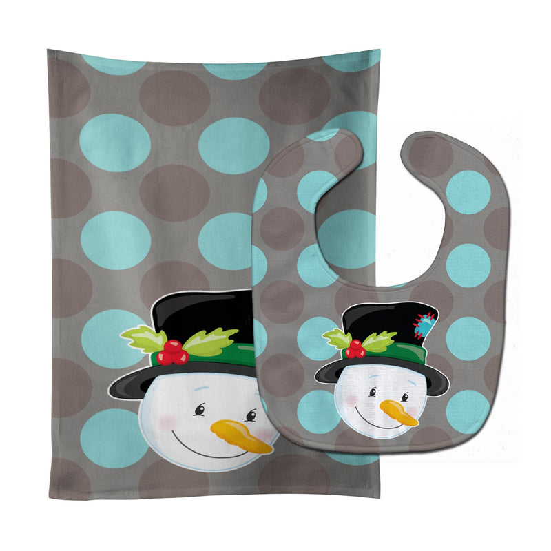 Christmas Snowman Baby Bib & Burp Cloth BB8671STBU