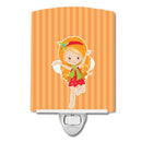 Ginger Haired Fairy Ceramic Night Light Compact, UL-Certified, Ideal for Bedroom, Bathroom, Nursery, Hallway, Kitchen, 6x4x3, Multicolor