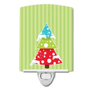Merry Christmas Tree and Stripes Ceramic Night Light Compact, UL-Certified, Ideal for Bedroom, Bathroom, Nursery, Hallway, Kitchen, 6x4x3, Multicolor