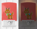 Christmas Reindeer and Stripes Ceramic Night Light Compact, UL-Certified, Ideal for Bedroom, Bathroom, Nursery, Hallway, Kitchen, 6x4x3, Multicolor