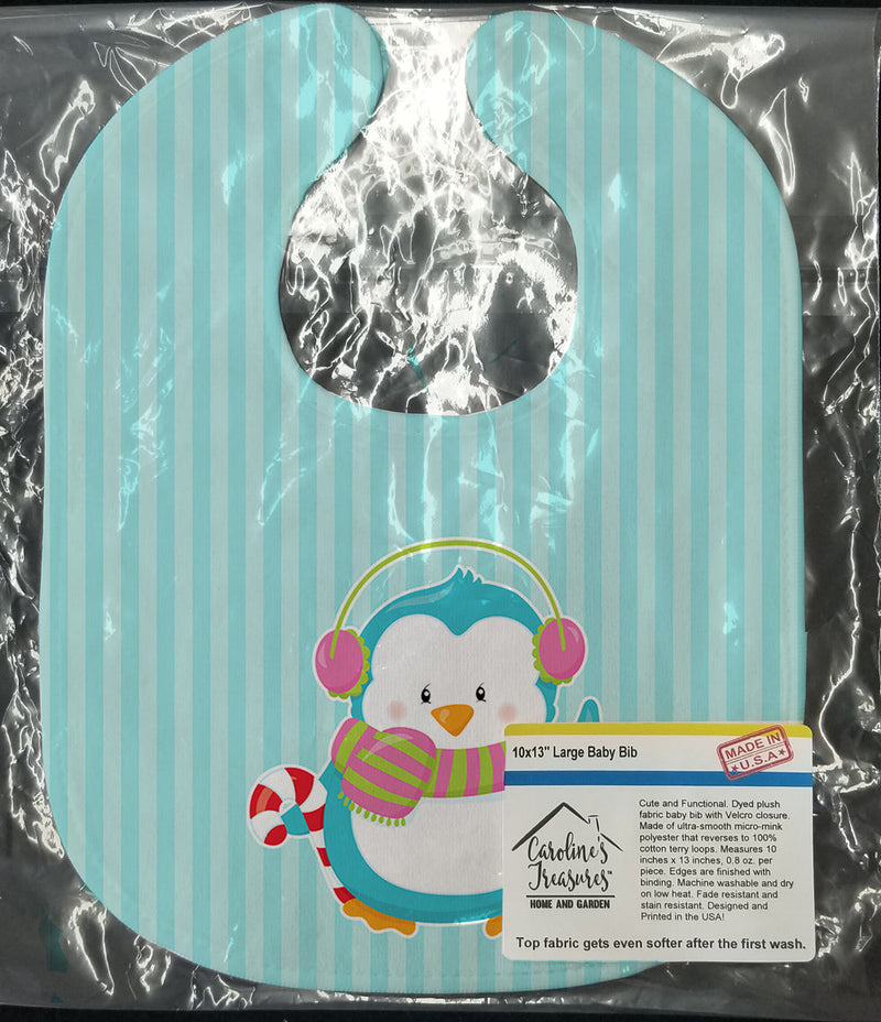 Christmas Penguin and Stripes Baby Bib BB8684BIB