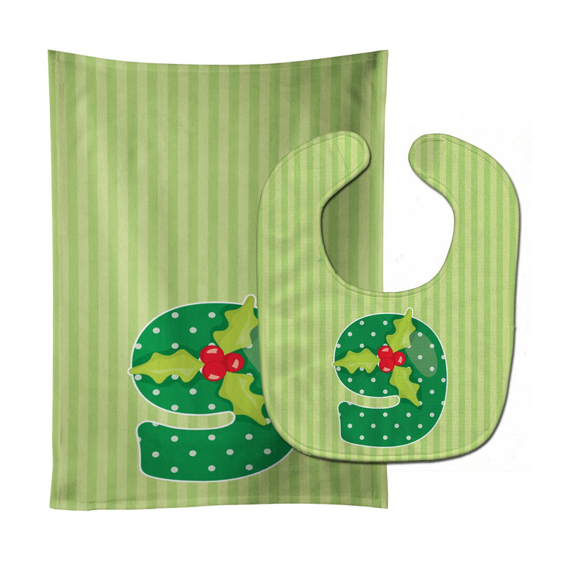 Christmas Month 9 Holly Baby Bib & Burp Cloth BB8695STBU