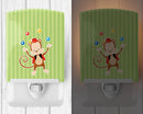 Monkey Juggler Ceramic Night Light Compact, UL-Certified, Ideal for Bedroom, Bathroom, Nursery, Hallway, Kitchen, 6x4x3, Multicolor