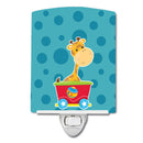 Circus Giraffe Train Car Ceramic Night Light Compact, UL-Certified, Ideal for Bedroom, Bathroom, Nursery, Hallway, Kitchen, 6x4x3, Multicolor
