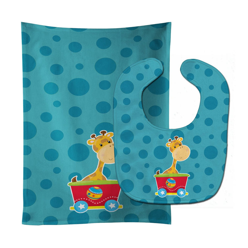 Circus Giraffe Train Car Baby Bib & Burp Cloth BB8708STBU