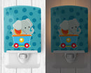 Circus Elephant Train Car Ceramic Night Light Compact, UL-Certified, Ideal for Bedroom, Bathroom, Nursery, Hallway, Kitchen, 6x4x3, Multicolor