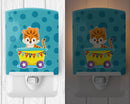Circus Tiger Train Car Ceramic Night Light Compact, UL-Certified, Ideal for Bedroom, Bathroom, Nursery, Hallway, Kitchen, 6x4x3, Multicolor