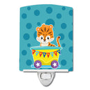 Circus Tiger Train Car Ceramic Night Light Compact, UL-Certified, Ideal for Bedroom, Bathroom, Nursery, Hallway, Kitchen, 6x4x3, Multicolor