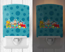 Circus Train Ceramic Night Light Compact, UL-Certified, Ideal for Bedroom, Bathroom, Nursery, Hallway, Kitchen, 6x4x3, Multicolor