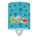 Circus Train Ceramic Night Light Compact, UL-Certified, Ideal for Bedroom, Bathroom, Nursery, Hallway, Kitchen, 6x4x3, Multicolor