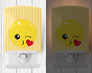 Kissy Face Ceramic Night Light Compact, UL-Certified, Ideal for Bedroom, Bathroom, Nursery, Hallway, Kitchen, 6x4x3, Multicolor