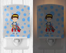 Brunette Boy Knight Ceramic Night Light Compact, UL-Certified, Ideal for Bedroom, Bathroom, Nursery, Hallway, Kitchen, 6x4x3, Multicolor
