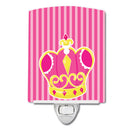 Princess Crown Ceramic Night Light Compact, UL-Certified, Ideal for Bedroom, Bathroom, Nursery, Hallway, Kitchen, 6x4x3, Multicolor