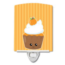 Fall Cupcake Ceramic Night Light Compact, UL-Certified, Ideal for Bedroom, Bathroom, Nursery, Hallway, Kitchen, 6x4x3, Multicolor