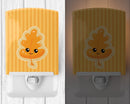 Fall Leaf Ceramic Night Light Compact, UL-Certified, Ideal for Bedroom, Bathroom, Nursery, Hallway, Kitchen, 6x4x3, Multicolor