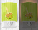 Fall Carmel Apple Ceramic Night Light Compact, UL-Certified, Ideal for Bedroom, Bathroom, Nursery, Hallway, Kitchen, 6x4x3, Multicolor