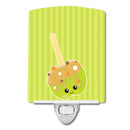 Fall Carmel Apple Ceramic Night Light Compact, UL-Certified, Ideal for Bedroom, Bathroom, Nursery, Hallway, Kitchen, 6x4x3, Multicolor