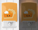 Fall Pumpkin Pie Ceramic Night Light Compact, UL-Certified, Ideal for Bedroom, Bathroom, Nursery, Hallway, Kitchen, 6x4x3, Multicolor