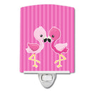 Flamingo Pair Ceramic Night Light Compact, UL-Certified, Ideal for Bedroom, Bathroom, Nursery, Hallway, Kitchen, 6x4x3, Multicolor