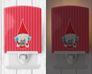 Merry Christmas Gnome Ceramic Night Light Compact, UL-Certified, Ideal for Bedroom, Bathroom, Nursery, Hallway, Kitchen, 6x4x3, Multicolor