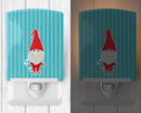 Christmas Gnome Candy Cane Ceramic Night Light Compact, UL-Certified, Ideal for Bedroom, Bathroom, Nursery, Hallway, Kitchen, 6x4x3, Multicolor