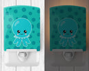 Ocean Octopus Blue Ceramic Night Light Compact, UL-Certified, Ideal for Bedroom, Bathroom, Nursery, Hallway, Kitchen, 6x4x3, Multicolor