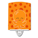 Precious Ocean Octopus Orange Ceramic Night Light Compact, UL-Certified, Ideal for Bedroom, Bathroom, Nursery, Hallway, Kitchen, 6x4x3, Multicolor