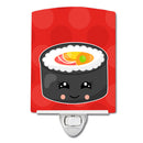 Tuna Sushi Roll with Face Ceramic Night Light Compact, UL-Certified, Ideal for Bedroom, Bathroom, Nursery, Hallway, Kitchen, 6x4x3, Multicolor