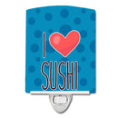 I Love Sushi Ceramic Night Light Compact, UL-Certified, Ideal for Bedroom, Bathroom, Nursery, Hallway, Kitchen, 6x4x3, Multicolor