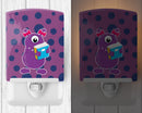 Monster Purple Ceramic Night Light Compact, UL-Certified, Ideal for Bedroom, Bathroom, Nursery, Hallway, Kitchen, 6x4x3, Multicolor