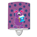 Monster Purple Ceramic Night Light Compact, UL-Certified, Ideal for Bedroom, Bathroom, Nursery, Hallway, Kitchen, 6x4x3, Multicolor