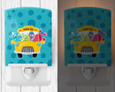 Monster School Bus Ceramic Night Light Compact, UL-Certified, Ideal for Bedroom, Bathroom, Nursery, Hallway, Kitchen, 6x4x3, Multicolor
