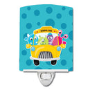Monster School Bus Ceramic Night Light Compact, UL-Certified, Ideal for Bedroom, Bathroom, Nursery, Hallway, Kitchen, 6x4x3, Multicolor