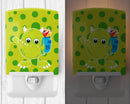 Monster Green Ceramic Night Light Compact, UL-Certified, Ideal for Bedroom, Bathroom, Nursery, Hallway, Kitchen, 6x4x3, Multicolor