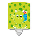 Monster Green Ceramic Night Light Compact, UL-Certified, Ideal for Bedroom, Bathroom, Nursery, Hallway, Kitchen, 6x4x3, Multicolor