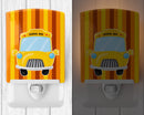 Back to School Bus Ceramic Night Light Compact, UL-Certified, Ideal for Bedroom, Bathroom, Nursery, Hallway, Kitchen, 6x4x3, Multicolor