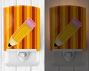 Back to School Pencil Ceramic Night Light Compact, UL-Certified, Ideal for Bedroom, Bathroom, Nursery, Hallway, Kitchen, 6x4x3, Multicolor
