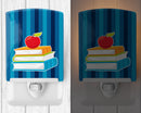 Back to School Books Ceramic Night Light Compact, UL-Certified, Ideal for Bedroom, Bathroom, Nursery, Hallway, Kitchen, 6x4x3, Multicolor
