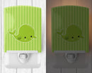 Nautical Whale Green Ceramic Night Light Compact, UL-Certified, Ideal for Bedroom, Bathroom, Nursery, Hallway, Kitchen, 6x4x3, Multicolor