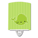 Nautical Whale Green Ceramic Night Light Compact, UL-Certified, Ideal for Bedroom, Bathroom, Nursery, Hallway, Kitchen, 6x4x3, Multicolor