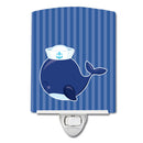 Nautical Whale Blue Ceramic Night Light Compact, UL-Certified, Ideal for Bedroom, Bathroom, Nursery, Hallway, Kitchen, 6x4x3, Multicolor