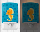 Nautical Seahorse Ceramic Night Light Compact, UL-Certified, Ideal for Bedroom, Bathroom, Nursery, Hallway, Kitchen, 6x4x3, Multicolor