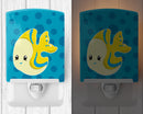 Nautical Tropical Fish Ceramic Night Light Compact, UL-Certified, Ideal for Bedroom, Bathroom, Nursery, Hallway, Kitchen, 6x4x3, Multicolor
