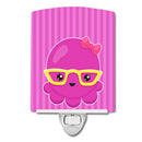 Nautical Pink Octopus with Glasses Ceramic Night Light Compact, UL-Certified, Ideal for Bedroom, Bathroom, Nursery, Hallway, Kitchen, 6x4x3, Multicolor