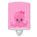 Nautical Pink Octopus Ceramic Night Light Compact, UL-Certified, Ideal for Bedroom, Bathroom, Nursery, Hallway, Kitchen, 6x4x3, Multicolor