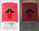Nautical Pirate Octopus Ceramic Night Light Compact, UL-Certified, Ideal for Bedroom, Bathroom, Nursery, Hallway, Kitchen, 6x4x3, Multicolor