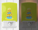 Nautical Bithday Cake Ceramic Night Light Compact, UL-Certified, Ideal for Bedroom, Bathroom, Nursery, Hallway, Kitchen, 6x4x3, Multicolor